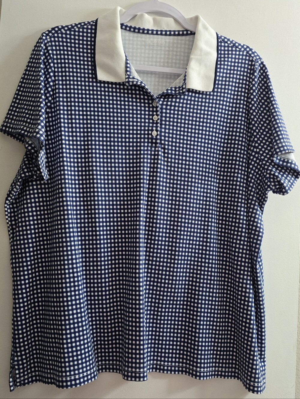 91 Lands' End Blue And White Cotton Tee